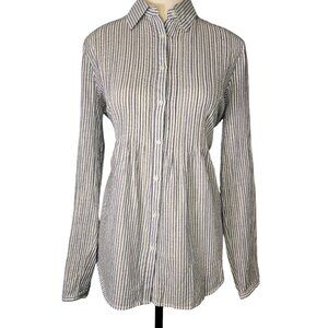 Lands' End Women's Dress Shirt Button down Blue and Gold striped size 4 (sm-med)